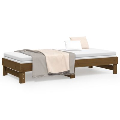 vidaXL daybed med udtræk 2x(80x200) cm massivt fyrretræ gyldenbrun