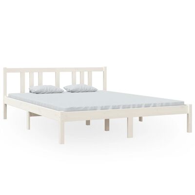 vidaXL sengeramme 150x200 cm King Size massivt fyrretræ hvid