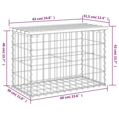 vidaXL havebænk med gabiondesign 63x31,5x42 cm massivt douglasgran