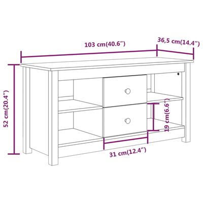 vidaXL tv-bord 103x36,5x52 cm massivt fyrretræ hvid