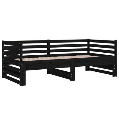 vidaXL daybed med udtræk 2x(80x200) cm massivt fyrretræ sort