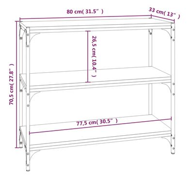 vidaXL bogreol 80x33x70,5 cm konstrueret træ og stål røget egetræ