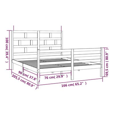 vidaXL sengeramme 160x200 cm King Size massivt træ hvid