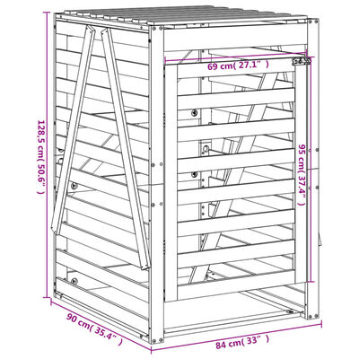 vidaXL skraldespandsskjuler 84x90x128,5 cm massivt douglasgran