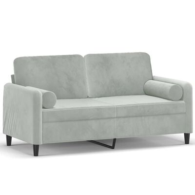 vidaXL 2-personers sofa med pyntepuder 140 cm velour lysegrå