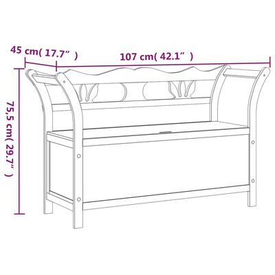 vidaXL bænk 107x45x75,5 cm massivt fyrretræ