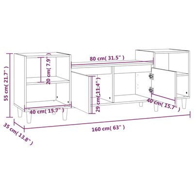 vidaXL tv-bord 160x35x55 cm konstrueret træ betongrå