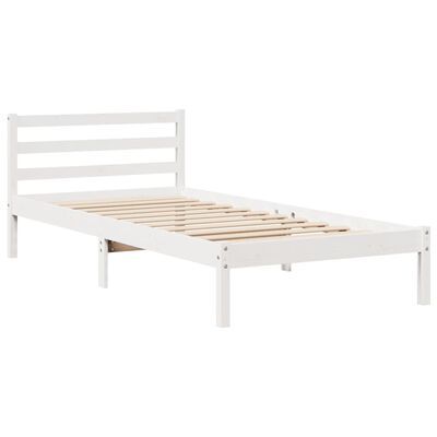 vidaXL sengeramme uden madras 75x190 cm massivt fyrretræ hvid