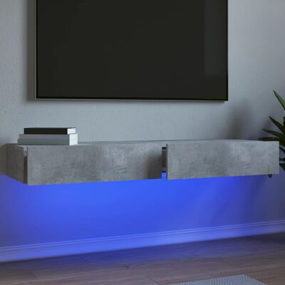 vidaXL tv-borde med LED-lys 2 stk. 60x35x15,5 cm betongrå