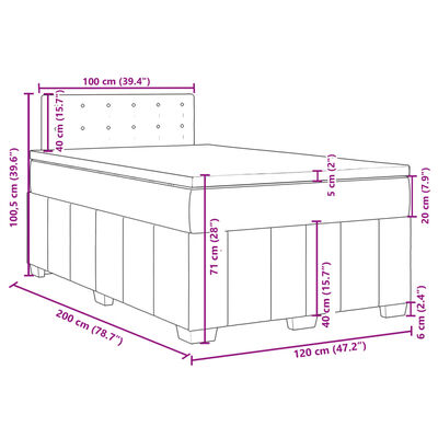 vidaXL kontinentalseng med madras 120x200 cm stof lysegrå