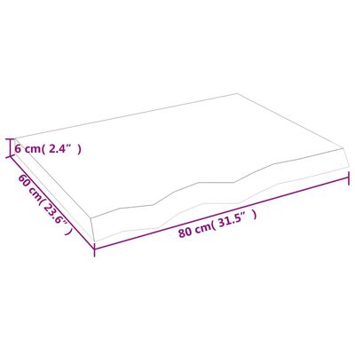 vidaXL bordplade 80x60x(2-6) cm ubehandlet massivt egetræ