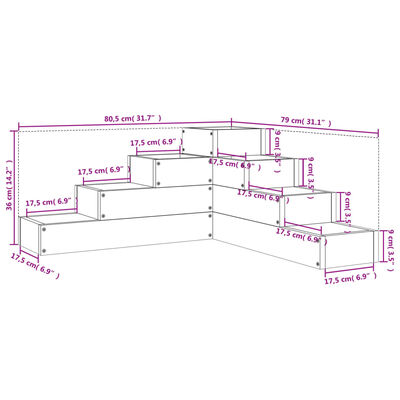 vidaXL plantekasse 4 niveauer 80,5x79x36 cm massivt fyrretræ