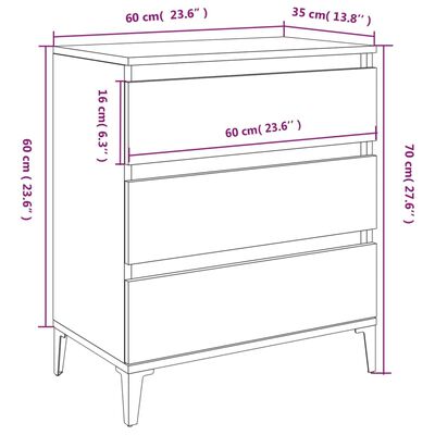 vidaXL skænk 60x35x70 cm konstrueret træ grå sonoma-eg