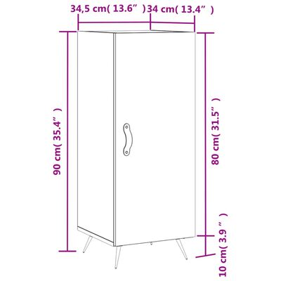 vidaXL skænk 34,5x34x90 cm konstrueret træ hvid højglans