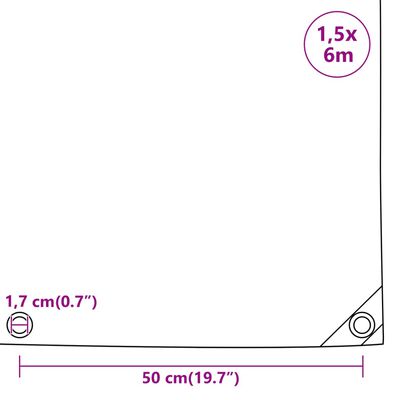 vidaXL presenning 1,5x6 m 650 g/m² antracitgrå