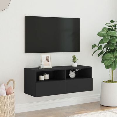 vidaXL væghængt tv-bord 80x30x30 cm konstrueret træ sort