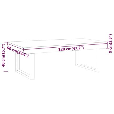 vidaXL sofabord 120x60x40 cm MDF og jern mørkebrun og sort