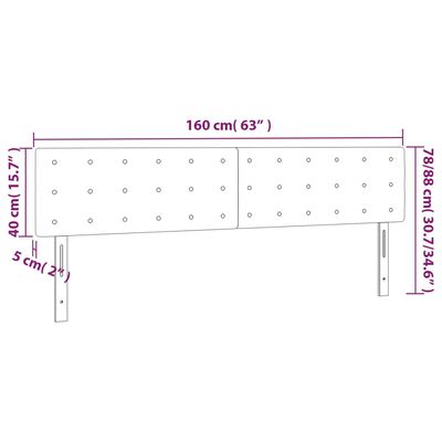 vidaXL sengegavl med LED-lys 160x5x78/88 cm velour sort