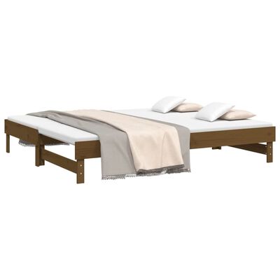 vidaXL daybed med udtræk 2x(80x200) cm massivt fyrretræ gyldenbrun