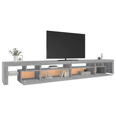 vidaXL tv-bord med LED-lys 290x36,5x40 cm grå sonoma-eg