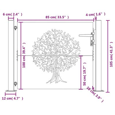 vidaXL havelåge 105x105 cm cortenstål trædesign