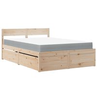 vidaXL seng med skuffer og madras 120x200 cm massivt fyrretræ