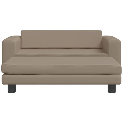 vidaXL børnesofa med fodskammel 100x50x30 cm kunstlæder cappuccino