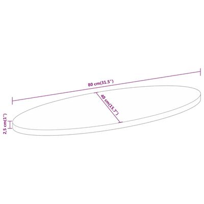 vidaXL bordplade 80x40x2,5 cm oval massivt mangotræ