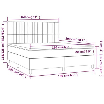 vidaXL kontinentalseng med madras 160x200 cm stof cremefarvet