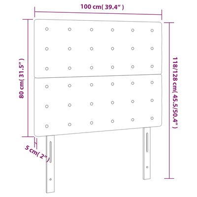 vidaXL sengegavl med LED-lys 100x5x118/128 cm stof sort