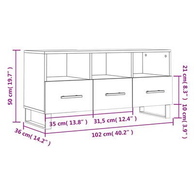 vidaXL tv-bord 102x36x50 cm konstrueret træ sonoma-eg