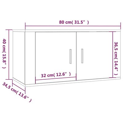 vidaXL væghængte tv-skabe 2 stk. 80x34,5x40 cm brun egetræsfarve