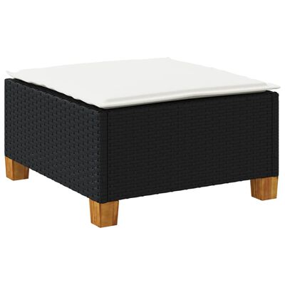 vidaXL haveskammel med hynde 63,5x56x32 cm polyrattan sort