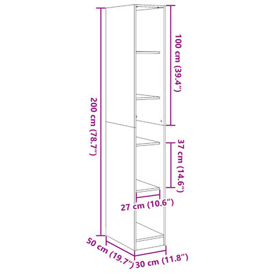 vidaXL klædeskab 30x50x200 cm konstrueret træ betongrå