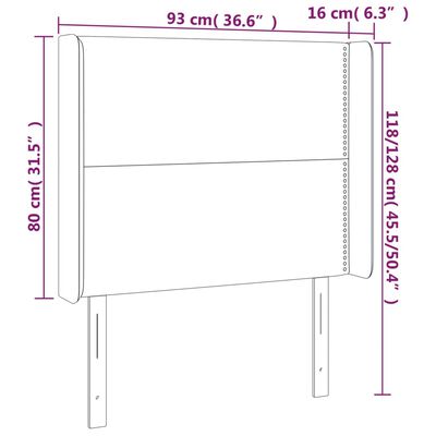 vidaXL sengegavl med kanter 93x16x118/128 cm kunstlæder grå