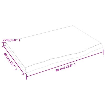 vidaXL bordplade til badeværelse 60x40x2 cm massivt træ lysebrun