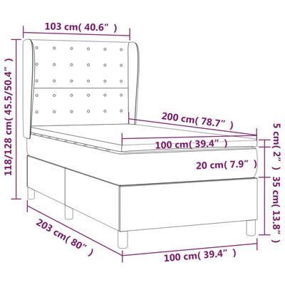 vidaXL kontinentalseng med madras 100x200 cm fløjl lyserød