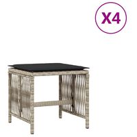 vidaXL haveskamler 4 stk. med hynder 41x41x36 cm polyrattan lysegrå