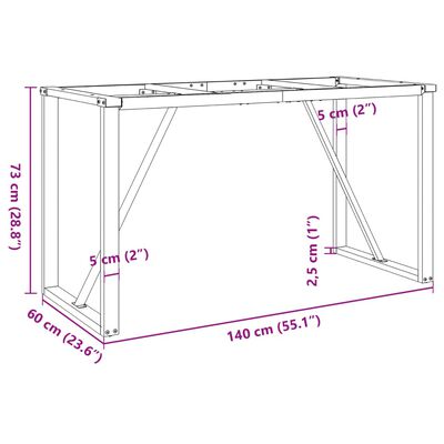 vidaXL bordben til spisebord 140x60x73 cm O-stel støbejern