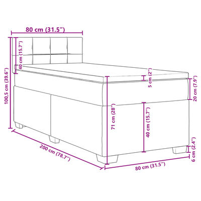 vidaXL kontinentalseng med madras 80x200 cm fløjl lysegrå