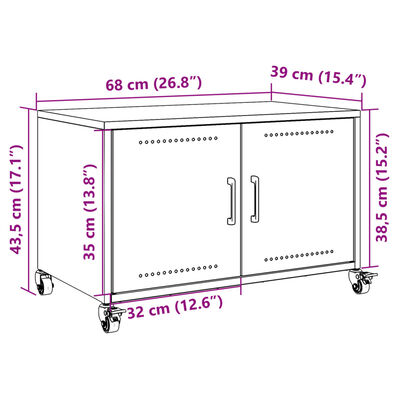 vidaXL tv-bord 68x39x43,5 cm koldvalset stål lyserød