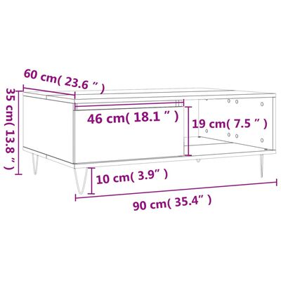 vidaXL sofabord 90x60x35 cm konstrueret træ hvid højglans