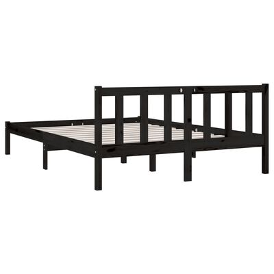 vidaXL sengeramme 135x190 cm Double massivt fyrretræ sort