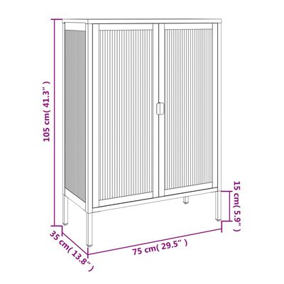 vidaXL skænk 75x35x105 cm glas og stål sort