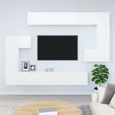 vidaXL væghængt tv-bord 37x37x72 cm konstrueret træ hvid højglans