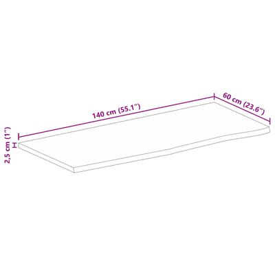 vidaXL bordplade 140x60x2,5 cm naturlig kant massivt mangotræ