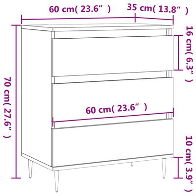 vidaXL skænk 60x35x70 cm konstrueret træ hvid