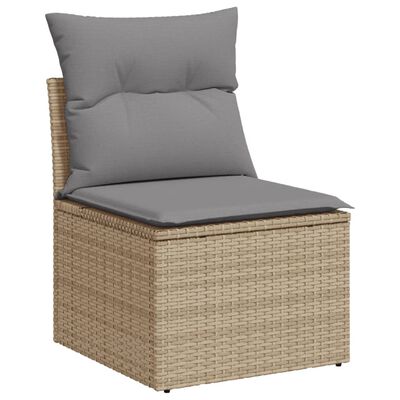 vidaXL havesofasæt 11 dele med hynder polyrattan beige