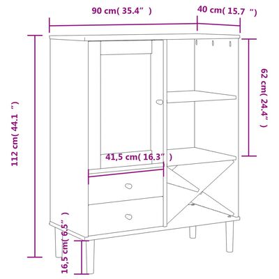 vidaXL skænk SENJA 90x40x112 cm rattan-look massivt fyrretræ brun