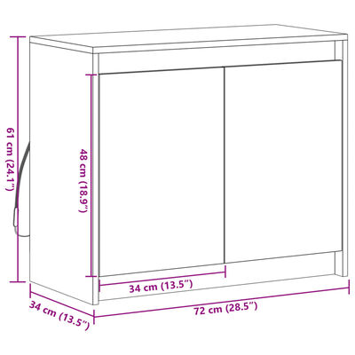 vidaXL skab med LED-lys 72x34x61 cm konstrueret træ røget egetræsfarve